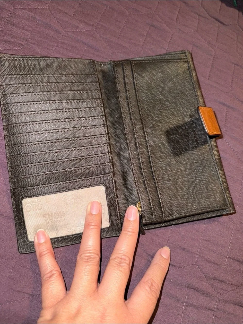 Michael Kors Black Pebbled Leather MK Logo Card Holder